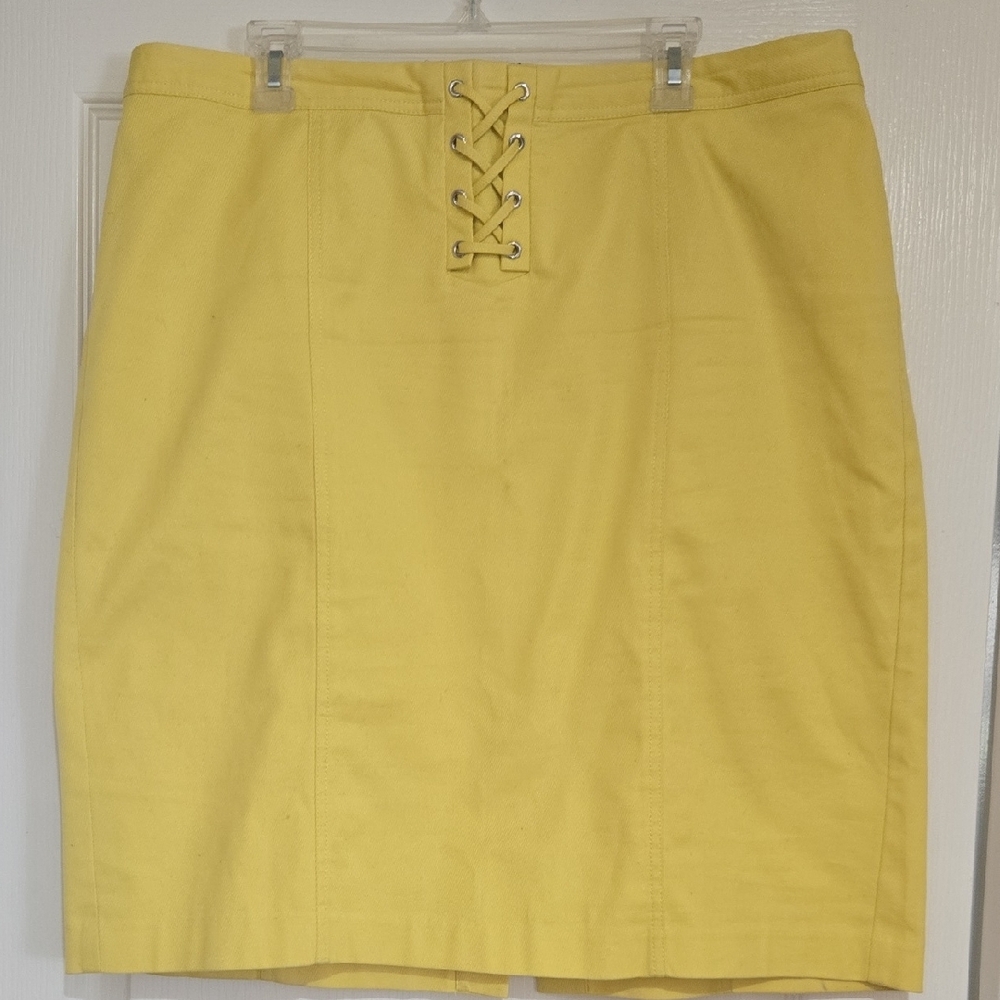 Talbots Yellow Pencil Skirt with Tie Front